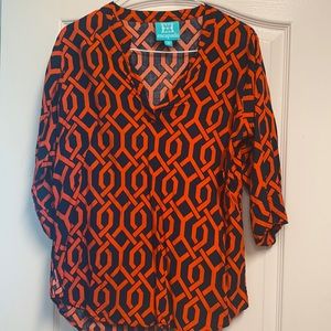 Boutique Escapada Red/Navy 3/4 sleeve shirt